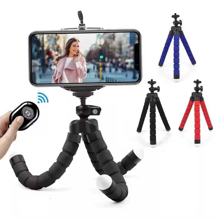 2024 Hot Sell Mini Flexible Octopus Sponge Tripod for Cellphone Desktop Smart Mobile Phone Stand Tripod