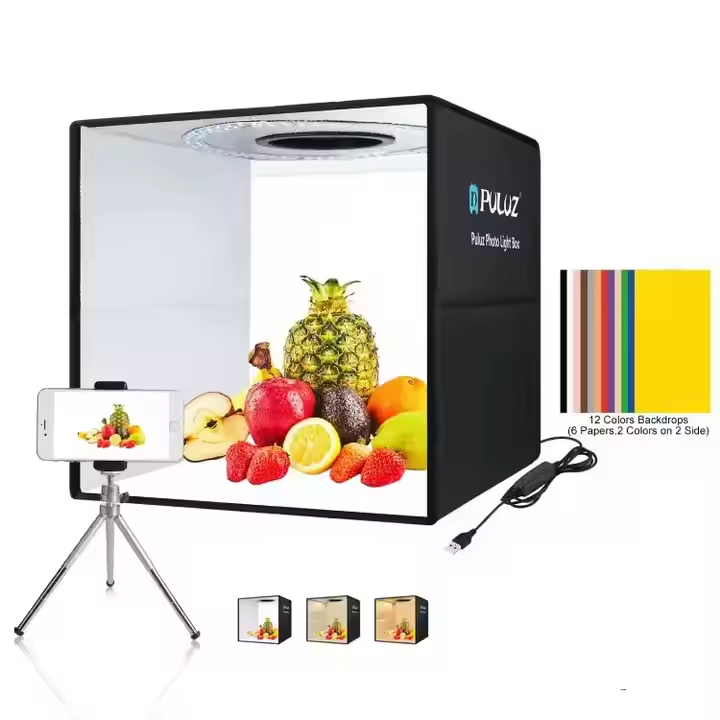 2024 New Light Box Puluz 40cm Foldable Ring Light Usb Photo Studio With 12 Free Backdrops For Product Photography Accessories