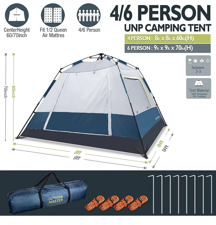 POP UP CAMPING TENT for 6 Person