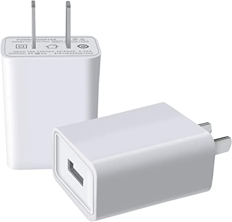 USB Wall Charger FOBSUNLAND ®. USB Wall Plug 5V 2.1A AC Power Adapter Compatible with iPhone,Pad,Samsung,Tablet,Kindle and More (White 2pack)