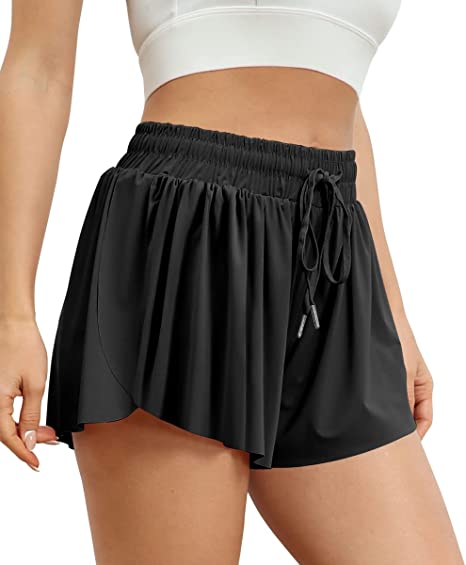 AUTOMET Womens 2 in 1 Flowy Running Shorts Casual Summer Athletic Workout Biker Shorts High Waisted Gym Yoga Tennis Skirts