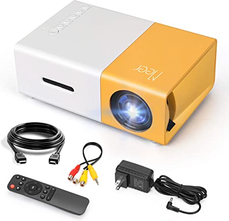 Mini Projector,Portable Movie Projector,Smart Home Projector,Neat Projector for iOS,Android,Windows,PS5,Laptop,TV-Stick,Compatible with HDMI,USB,Audio,TF Card,AV and Remote Control