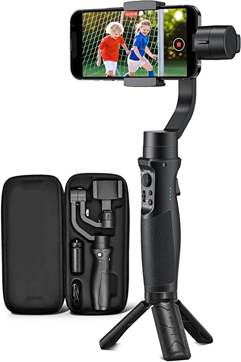 Gimbal Stabilizer for Smartphone, 3-Axis Phone Gimbal for Android and iPhone 14,13,12 PRO, Stabilizer for Video Recording with Face/Object Tracking, 600 °Auto Rotation - hohem iSteady Mobile Plus