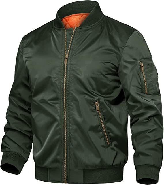 TACVASEN Men's Jackets-Windproof Bomber Jacket Full Zip Winter Warm Padded Coats Outwear