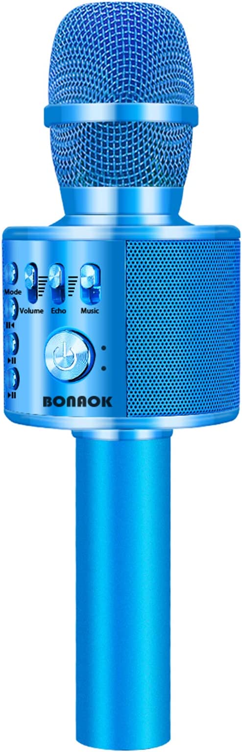 Wireless Bluetooth Karaoke Microphone, 3-in-1 Portable Handheld Mic Speaker for All Smartphones,Gifts for Boys Kids Adults All Age Q37(Blue)