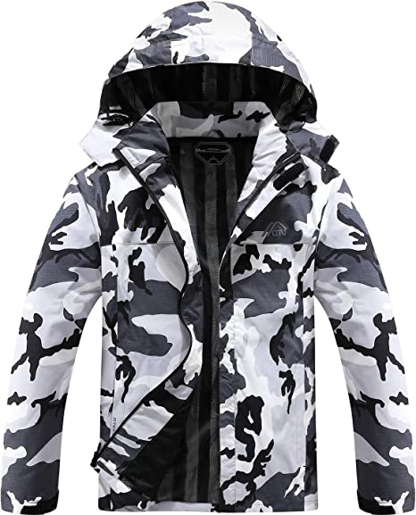 OTU Men's Lightweight Waterproof Hooded Rain Jacket Outdoor Raincoat Shell Jacket for Hiking Travel