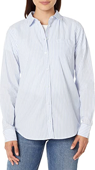 Women's Classic-Fit Long-Sleeve Button-Down Poplin Shirt