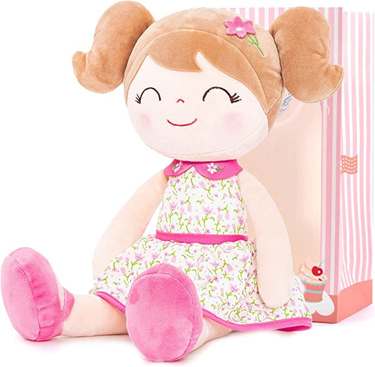 Baby Girl Gifts Soft First Baby Doll Plush Dolls Flower Pink 16 Inches with Gift Box